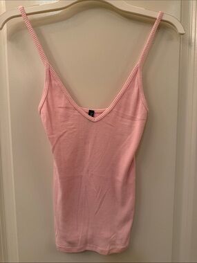 James Perse Light Baby Pink Super Soft Stretchy Fine Ribbed Tank Top Size 2 NEW